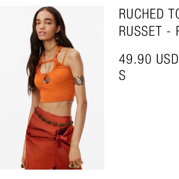 Zara Orange Limited Edition Ruched Crop Top - Picture 7 of 13